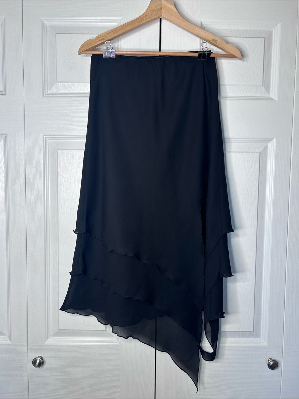 Vintage 90s/Y2K Gothic Black Layered Asymmetric Handkerchief Skirt - Picture 1 of 4